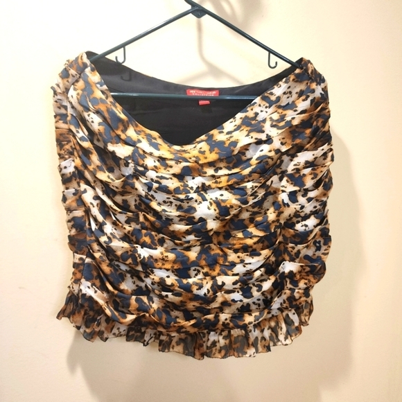 New York and Company leopard print rushed mini skirt size 10 - Picture 1 of 8